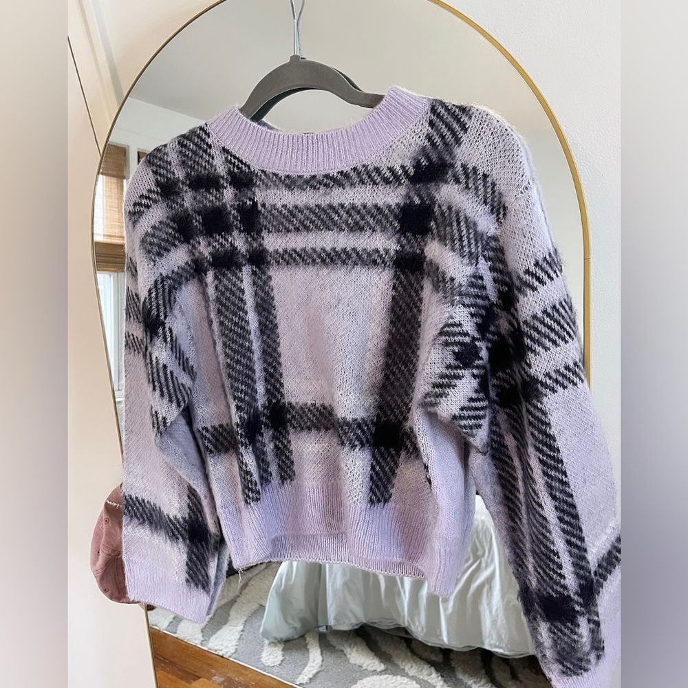 NWT H&M Plaid Purple Sweater Size XS